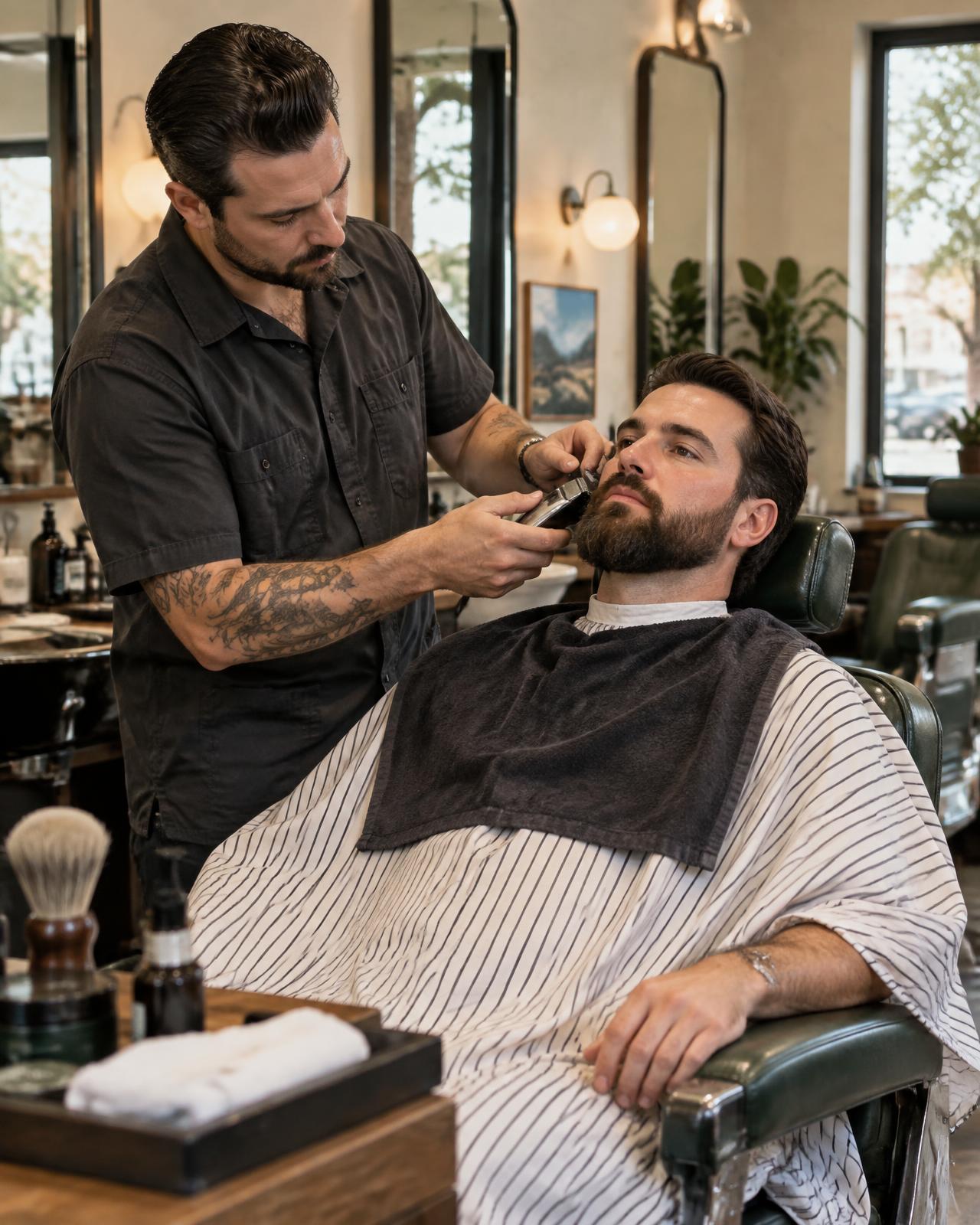 Professional beard grooming at Ironclad