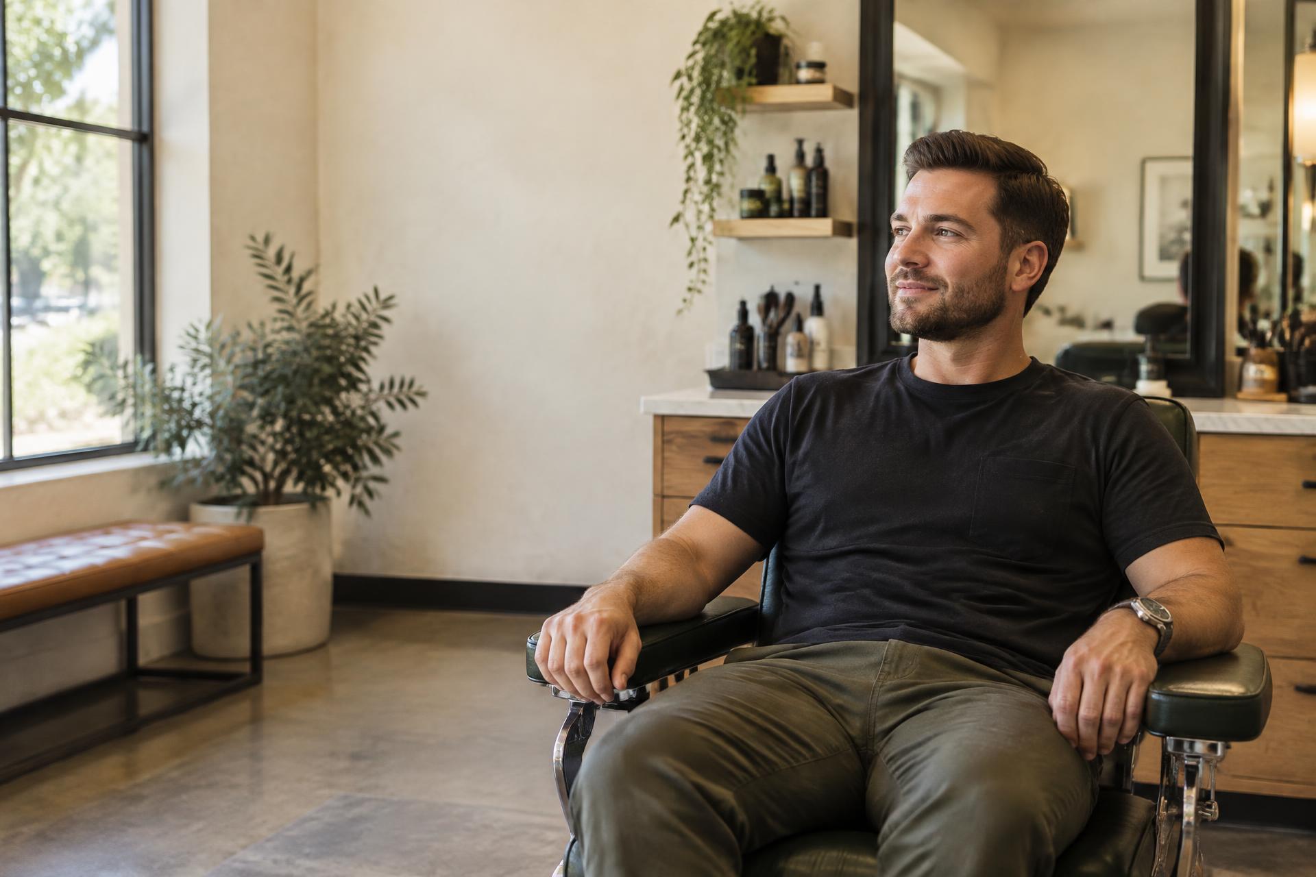 Relaxed Ironclad client after his haircut